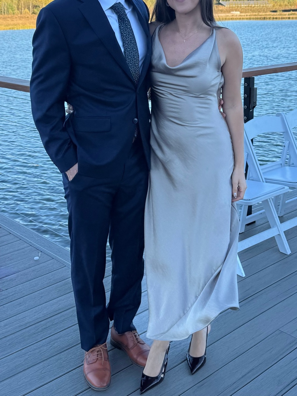 Zara Satin Slip Dress in Champagne